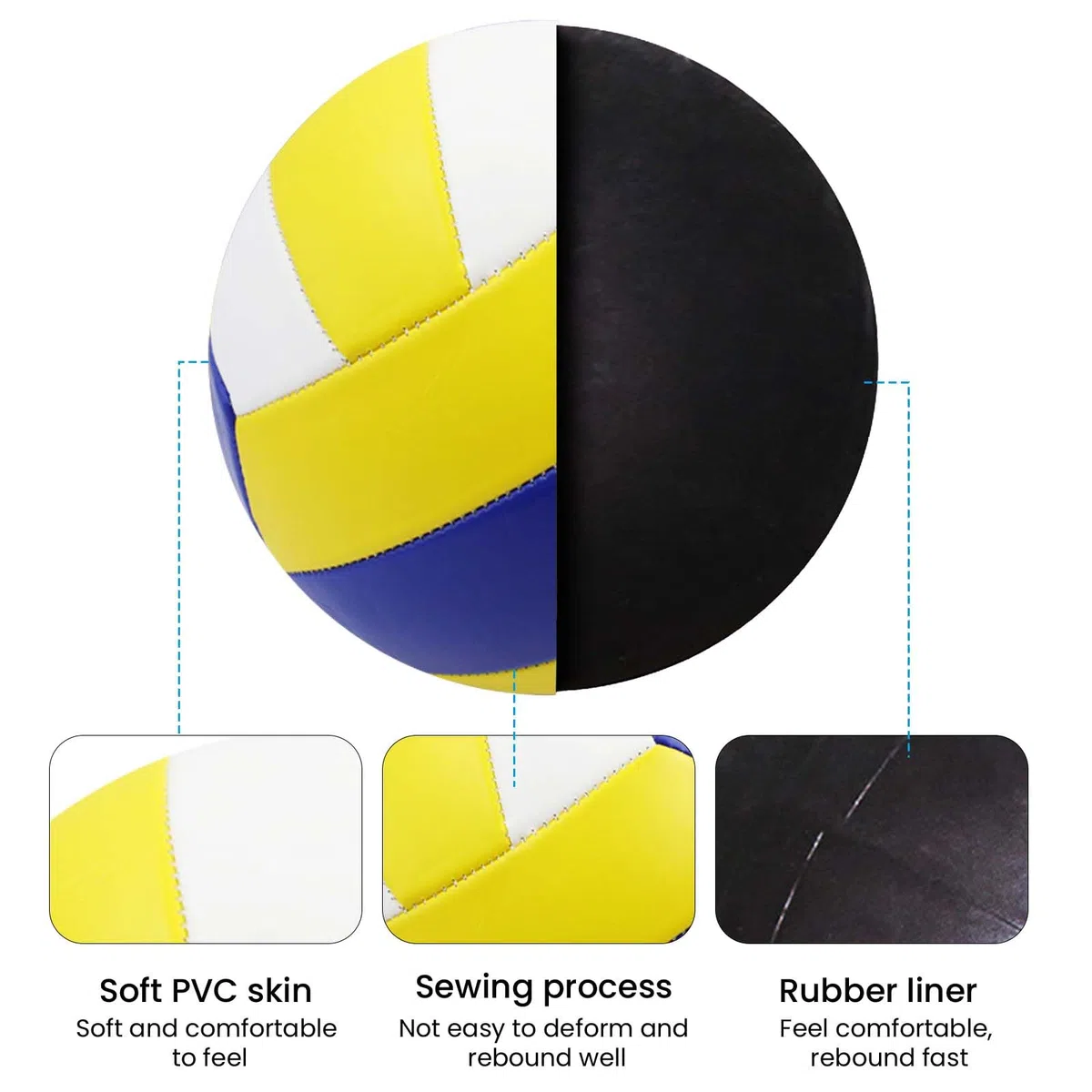 Pelota de voleibol oficial tamaño 5, pelotas de voleibol de playa para interiores y exteriores, PVC suave con bomba, pelota de playa con tacto suave para playa, jardín y baño