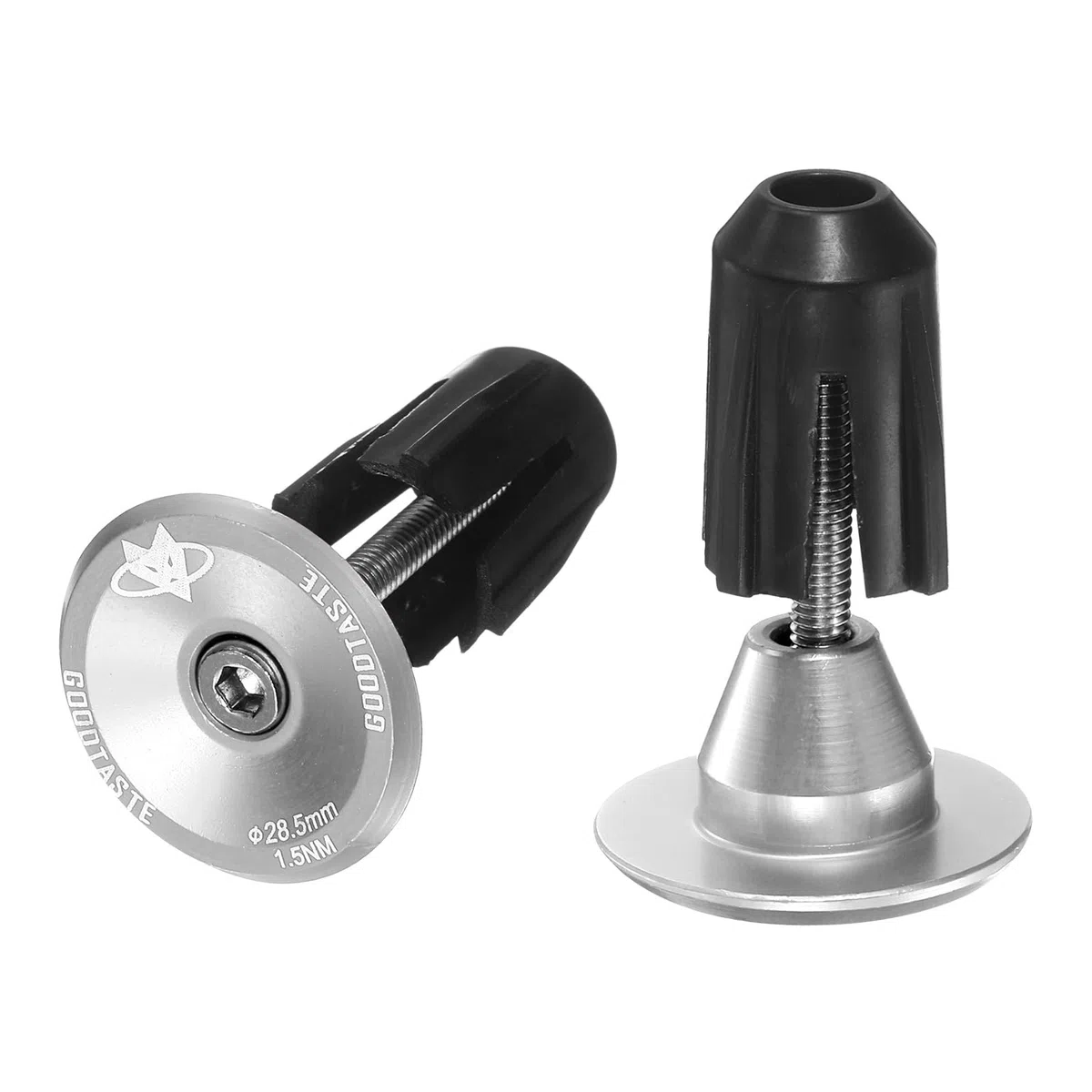 sourcing map Tapones de aluminio para manillar de bicicleta, con bloqueo expansible, para bicicleta de montaña, carretera, BMX, piñón fijo, color plateado