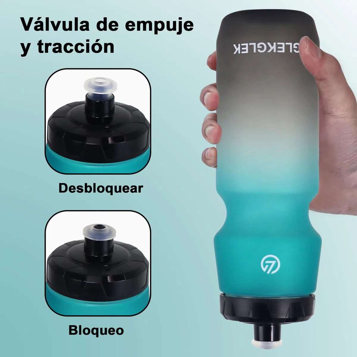 Botella Agua Gimnasio 750ml, Bidon Ciclismo sin BPA, Botellin Deportiva para Ejercicio, Nadar y Senderismo (Negro Blanco/Verde Negro)