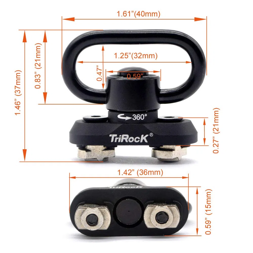 TRIROCK MI0k Mount Adapter and Sling Swivel 1.25 Inch Quick Detachable Kit with 360 Degree Rotation