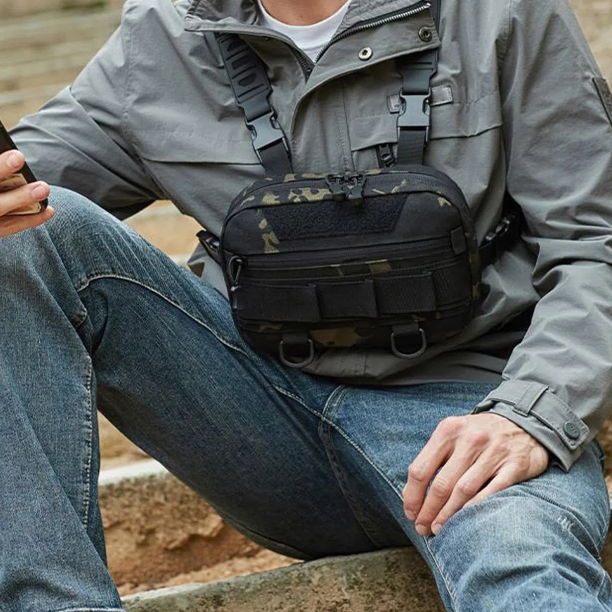 Bolsillo en el pecho para hombre - Bolsa de pesca impermeable de gran volumen para hombres | Estuche ligero portátil para herramientas gadgets gafas de sol tarjetas clave, color, ver