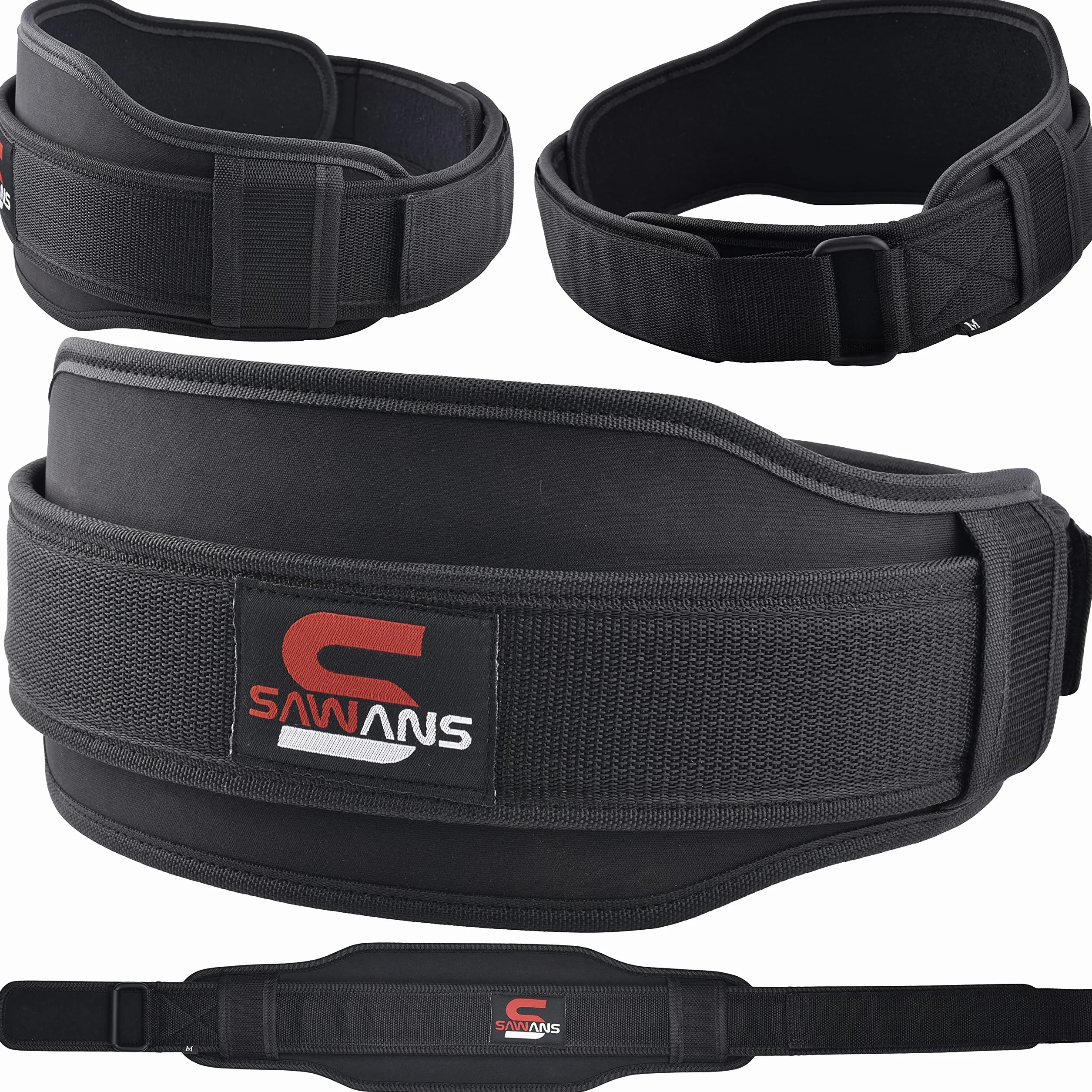 SAWANS Cinturón de levantamiento de pesas de neopreno de doble resistencia, 14 cm, Negro