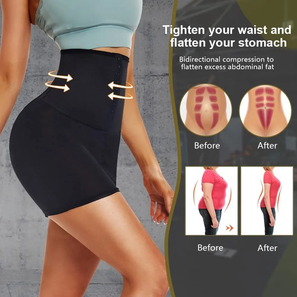 Pantalones Sauna Mujer Corto Pantalón de Sudoración Cintura Alta Leggins Reductores Ajustable Adelgazantes Pantalon Neopreno Térmicos Mallas Fitness Push Up para Deporte Running Yoga