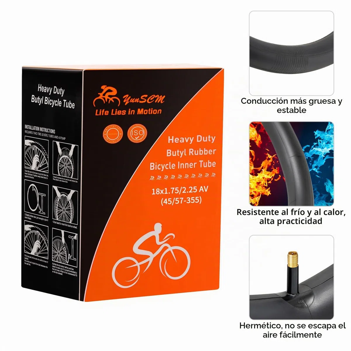 YunSCM 2Pcs 45/57-355 Engrosar 18 Pulgada cámaras de Aire 18x1.75/1.95/2.10/2.25 AV32mm Valve Compatible 18 Pulgadas Bicicleta cámaras de Aire 18x1.75 18x1.95 18x2.0 18x2.10 18x2.125 18x2.25