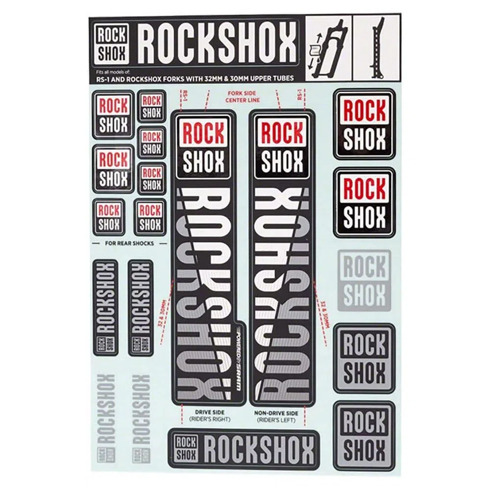 ROCKSHOX Pegatinas de 30 forwardslash32 mm y RS1 SID/Reba/Revelation (< 2018) Sector/Recon/X32/30g/30S/XC30, 11.4318.003.497 Piezas de Repuesto, Color Blanco, Estándar