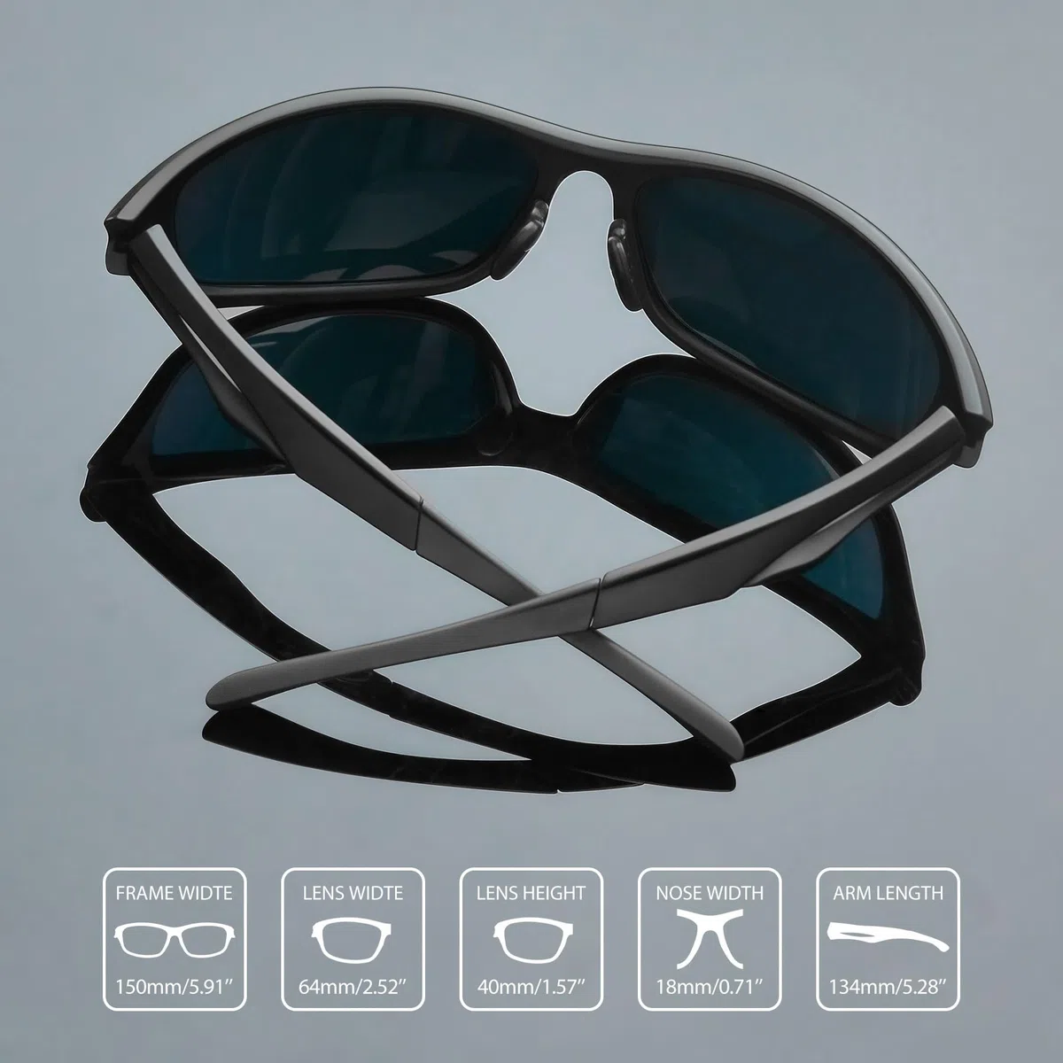 Joopin Gafas de Sol Polarizadas Deportivas Gafas Ciclismo Hombre y Mujer Montura TR90 Ligera Envolvente Protección UV400 para Running Conducir Pesca Golf