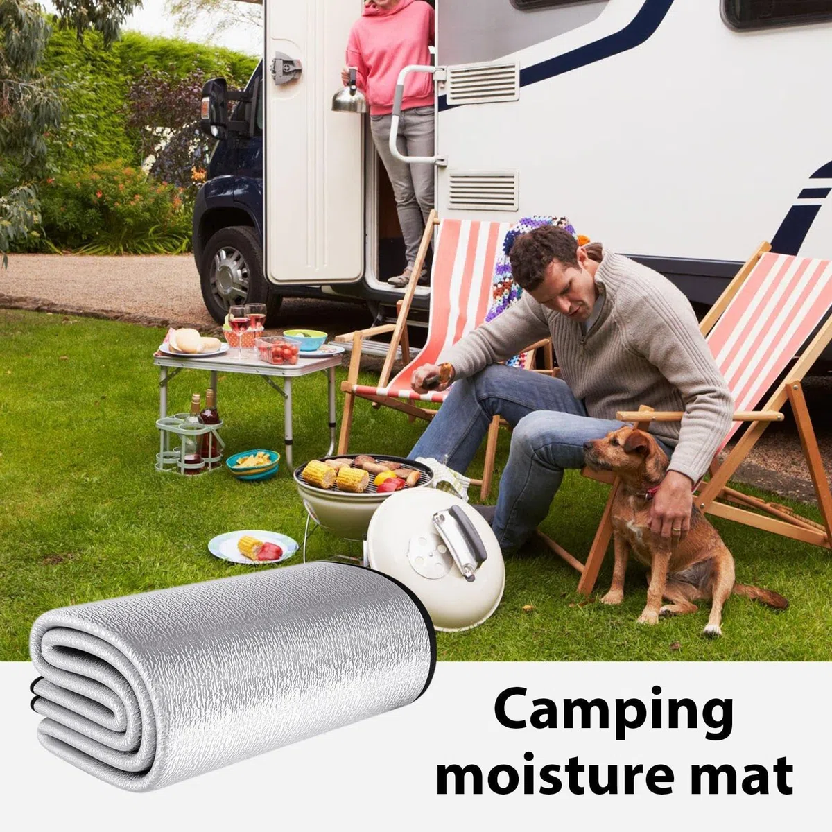 Manta de Aluminio Impermeable para Suelo, Tapete de Camping y Picnic al Aire Libre, Aislante Grueso con Cubierta