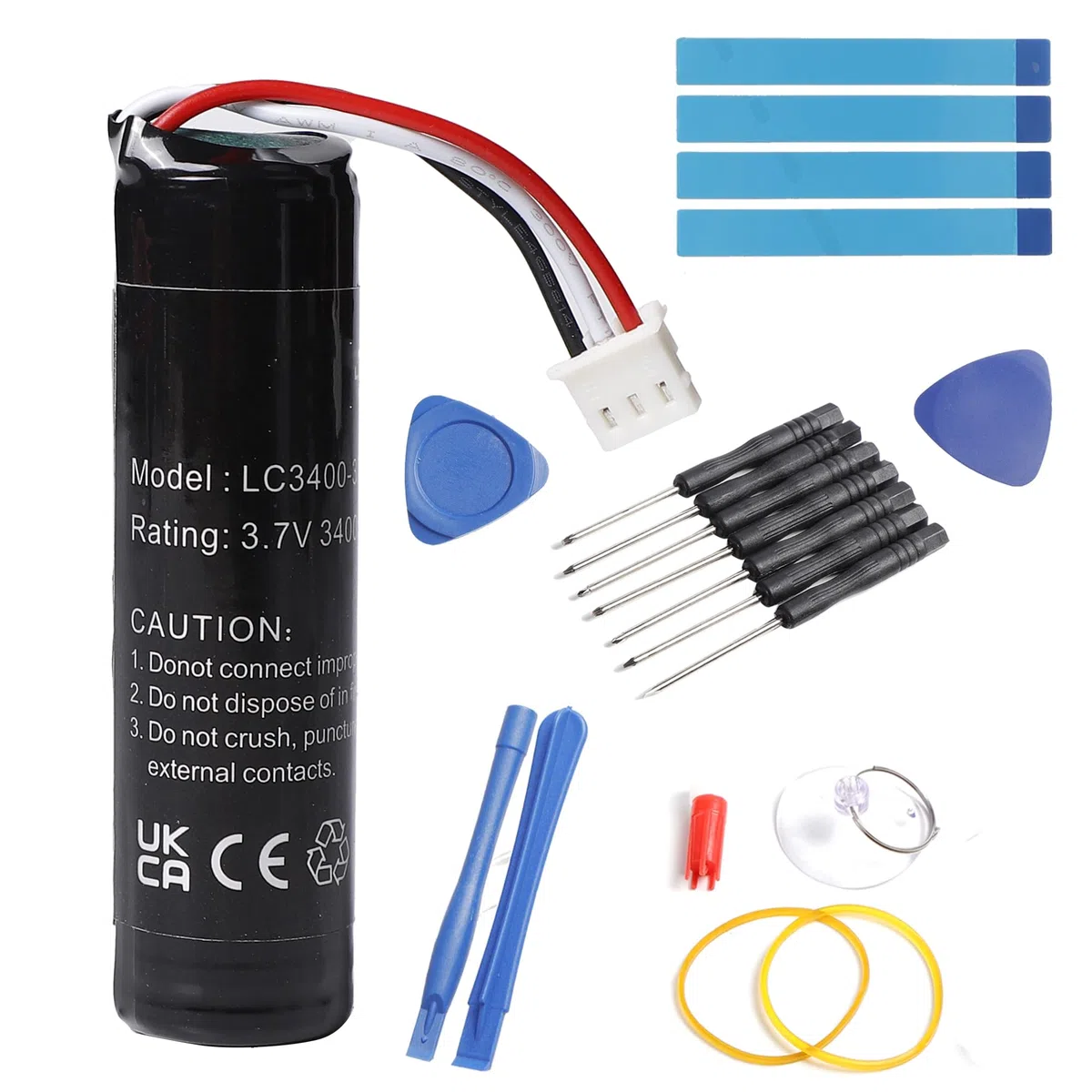 3400mAh 3,7V - Batería de repuesto compatible con Petzl Nao/Nao+ Plus - Lámpara frontal Headlamp Battery con kit de herramientas de reparación