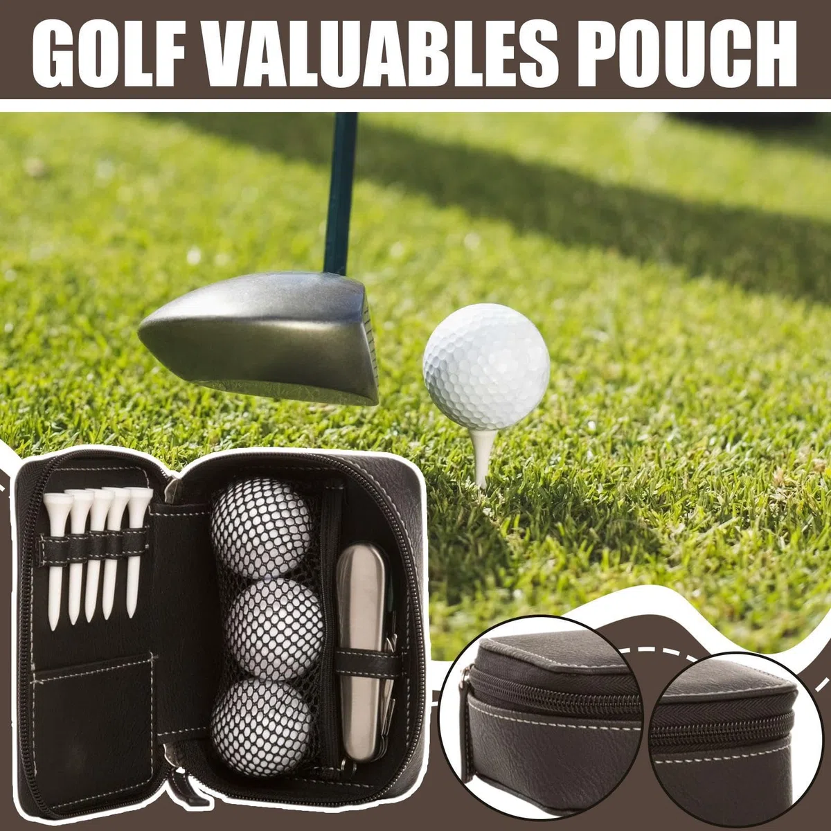 Bolsa para Objetos De De Golf,Porta Tees De Golf Portátil En - Organizador Impermeable para Entrenamiento Viaje Coche Casa Regalo para Golfistas