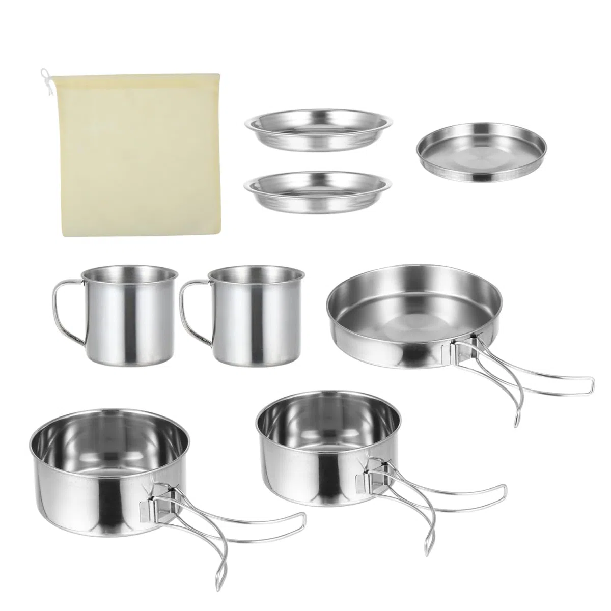 VANZACK 8piezas Juego Compacto De Utensilios De Cocina De Acero Inoxidable para Camping Plegable Y Ligero Ideal para Cocinar Al Aire Libre Y Barbacoa