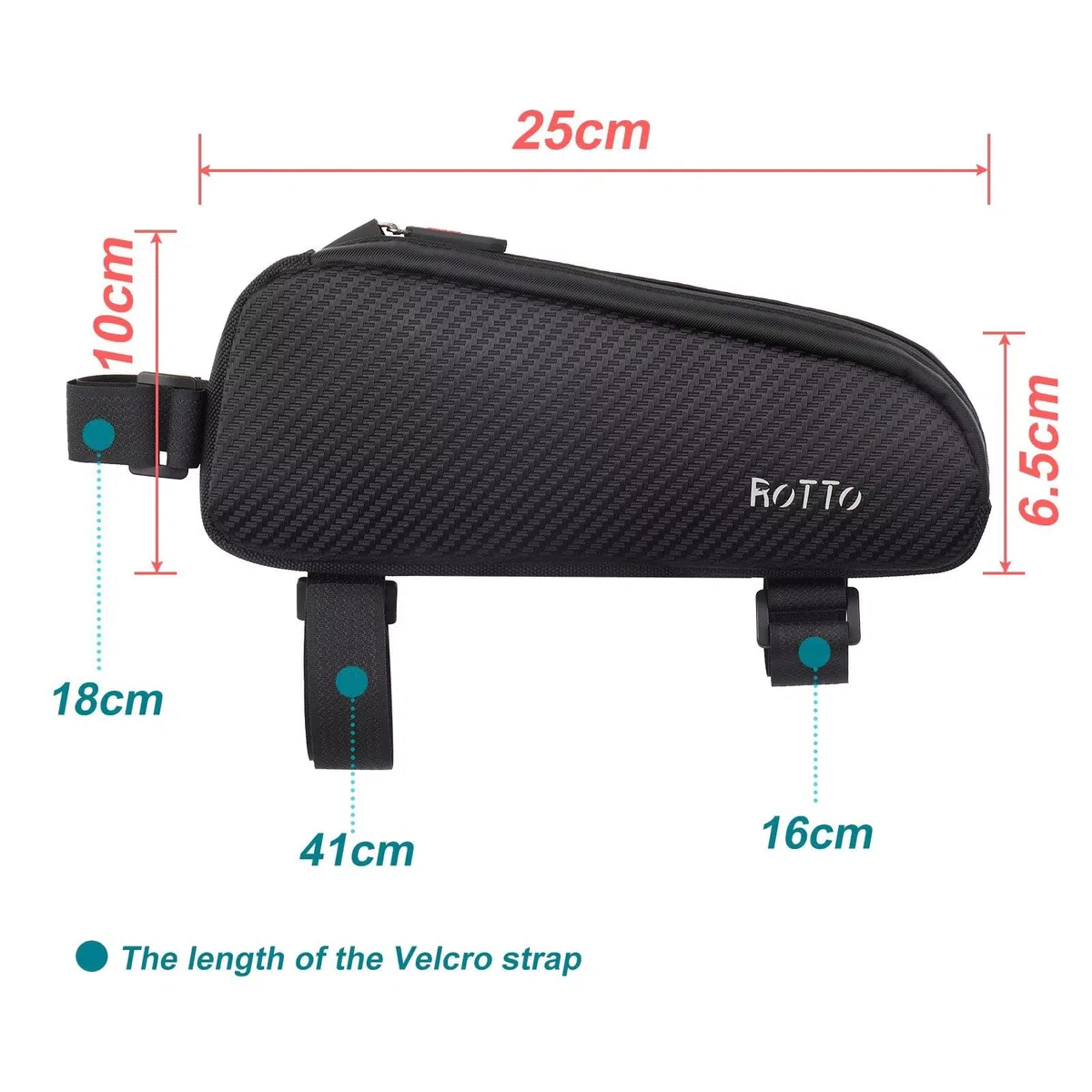 ROTTO Bolsa Bicicleta de Tubo Superior Bolsa Cuadro Superior de Bici para MTB Bicicleta de Carretera Negro 1,5 L