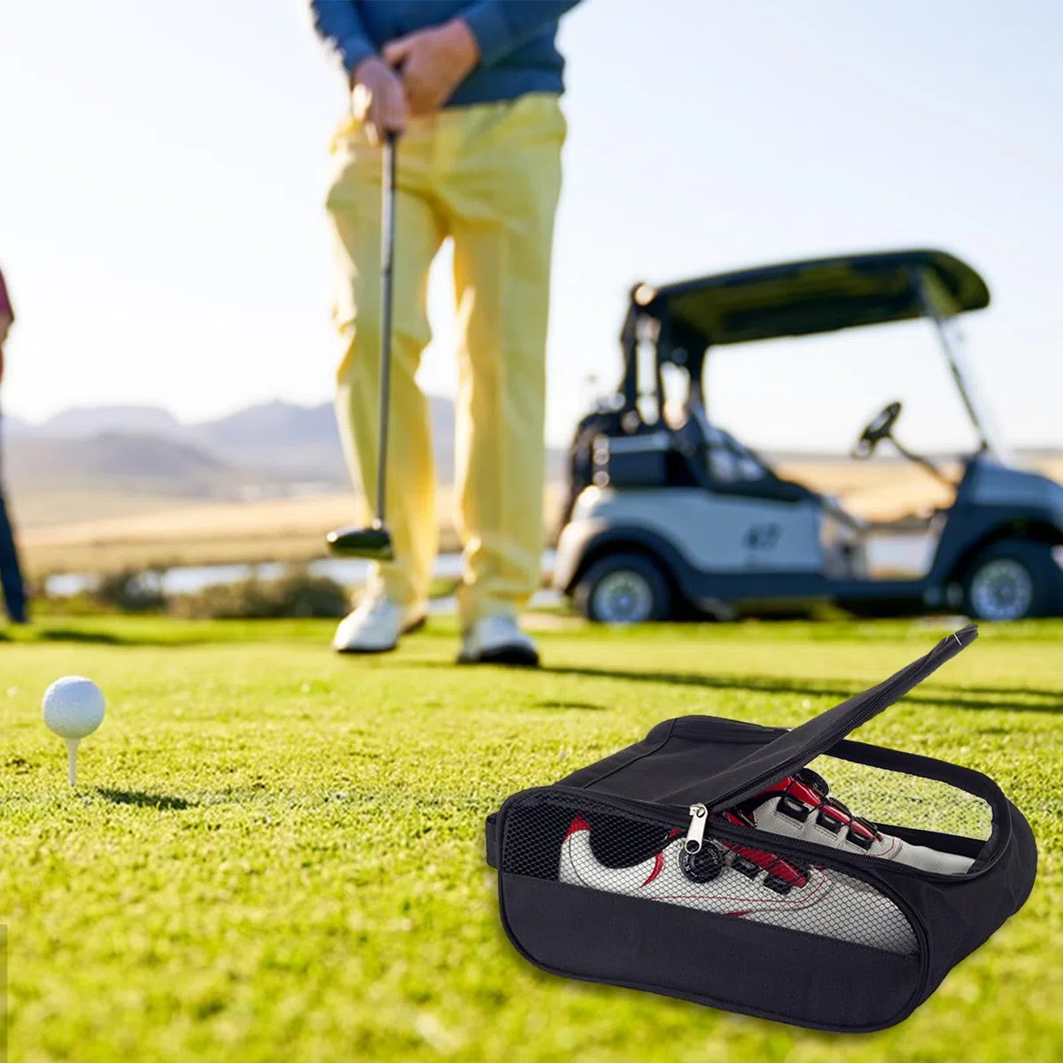 Bolsa de Zapatos de Golf para Hombres y Mujeres, Bolsa de Transporte Impermeable para Zapatos de Golf Bolsa Transpirable para Zapatos Bolsa de Botas de fútbol Deportivas (Negro)