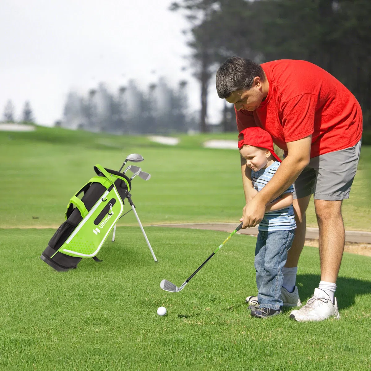 LIFEZEAL Set de Golf para Niños de 5 a 7 Años, Palos de Golf Completos con Bolsa de Transporte Impermeable, Práctica Madera 3, Hierro 7, S y Putter, para Niños diestros