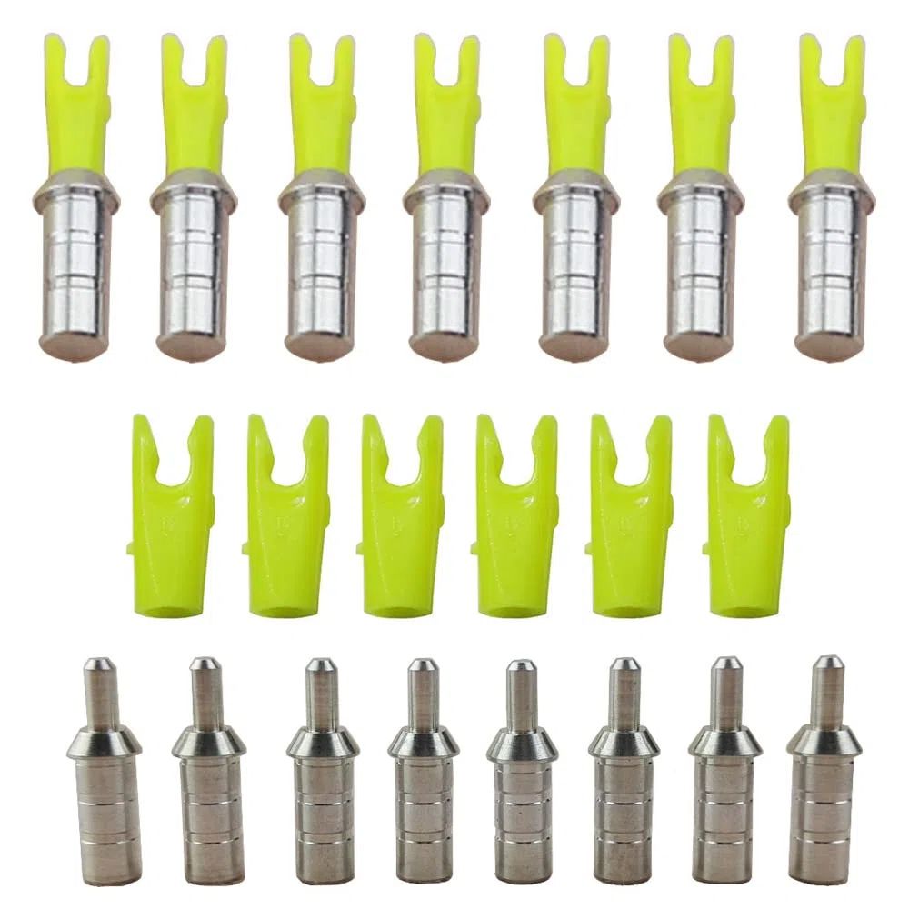 AMEYXGS 50x Culatines de Flecha con Aluminio Pin Colas de Flecha de Plástico Tamaño S L para Eje de Flecha ID 4,2/6,0/6,2mm (4.2mm, Amarillo L)