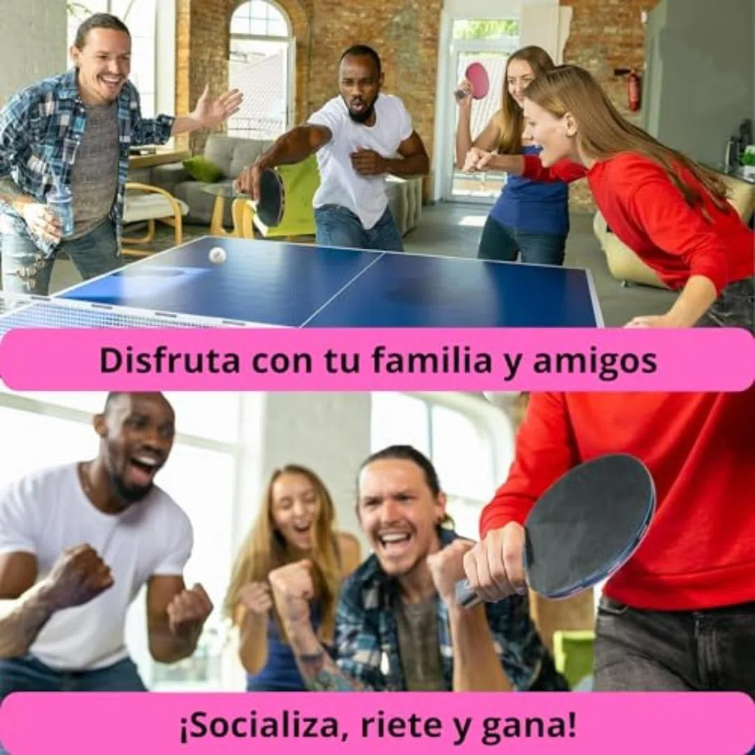 Palas de Ping Pong con 7 Capas | Pack 2 Palas | Raquetas de Ping Pong para Jugadores de Todos los Niveles | Incluye 2 Pelotas y 2 Fundas para Guardar la Pala | Color Rosa