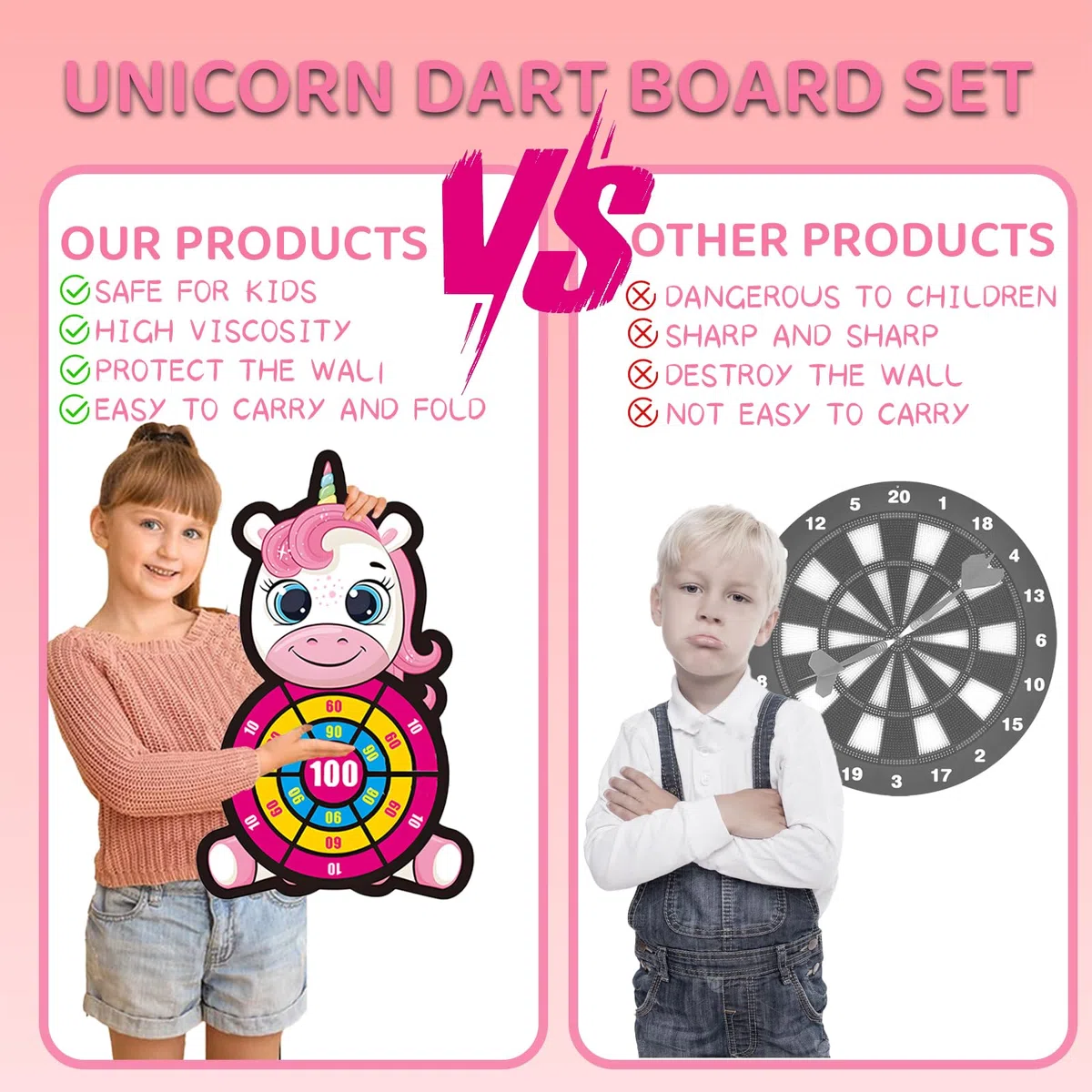 Diana de Unicornio niños, ZoneYan Diana Dardos Niños, Juego de Lanzamiento de Dardos para Uso en Interiores y Exteriores, Regalo de Cumpleaños para Niños y Niñas de 3 a 12 Años