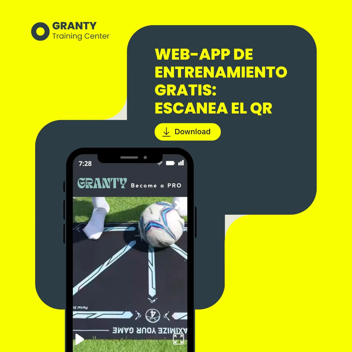 GRANTY Alfombra Entrenamiento Futbol CON APP - Incluye Calctines + Bolsa + App de Entrenamiento con Videos Interactivos - Alfombra Futbol Entrenamiento
