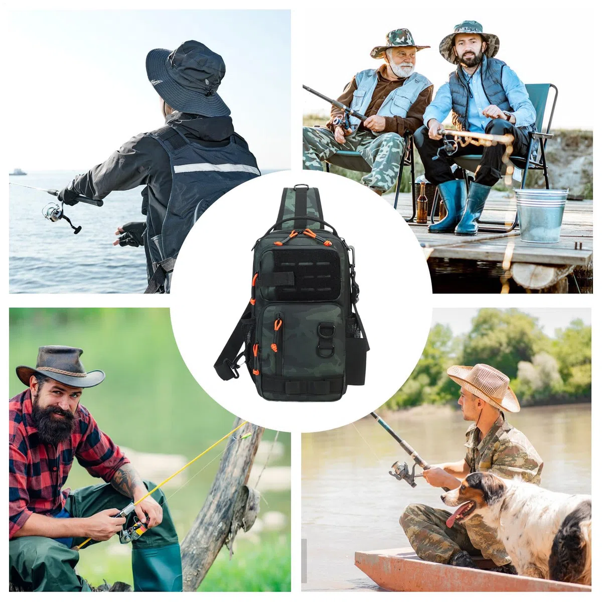 Mochila De Pesca,Bolsa Impermeable Resistente para Señuelos - Suministros de Pesca para Deportes al Aire Libre Bolsa Mensajero Agua Dulce Agua Salada Viaje Camping Senderismo Kayak
