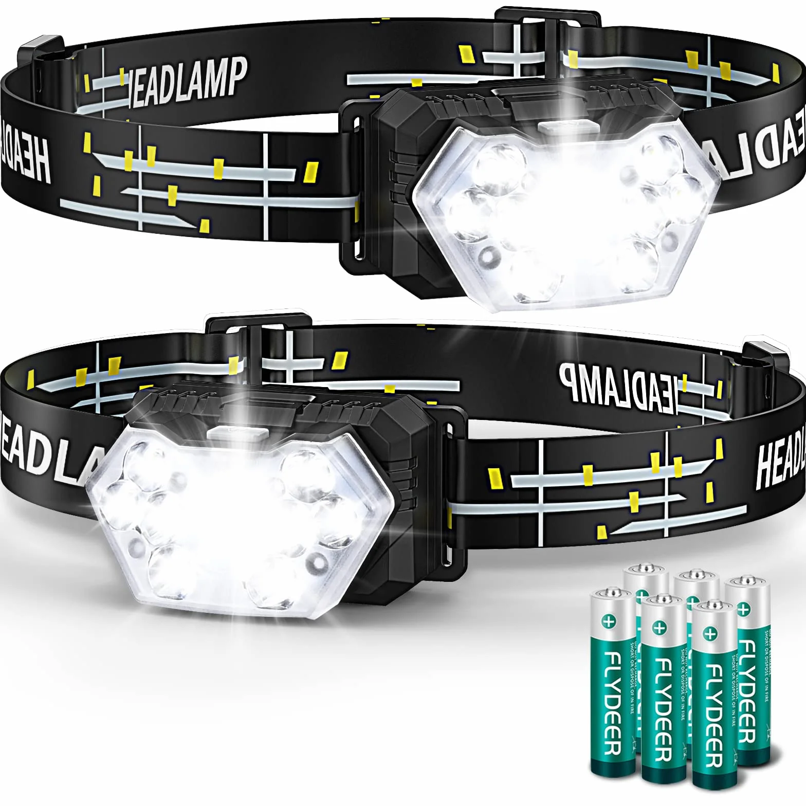 Linterna Frontal LED(2 Unidades/1 Unidad), 2000 Lúmenes Super Brillante Linterna Cabeza, 6 Modos de Iluminación, IPX5 Impermeable Luz Cabeza para Niños Adultos, Correr, Camping, Pesca