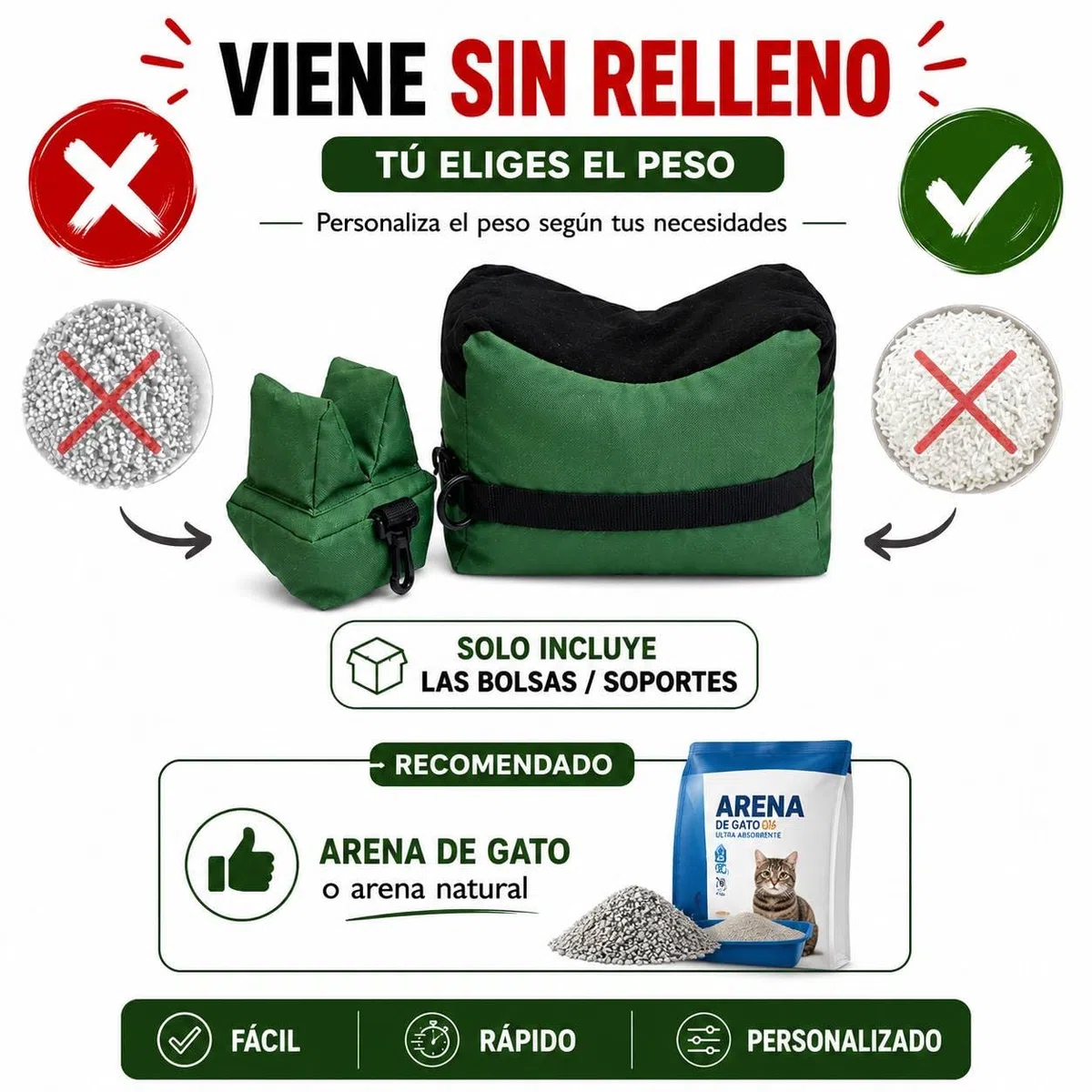 Soportes de Apoyo para Rifles, fusiles y escopetas. Delantera y Trasera