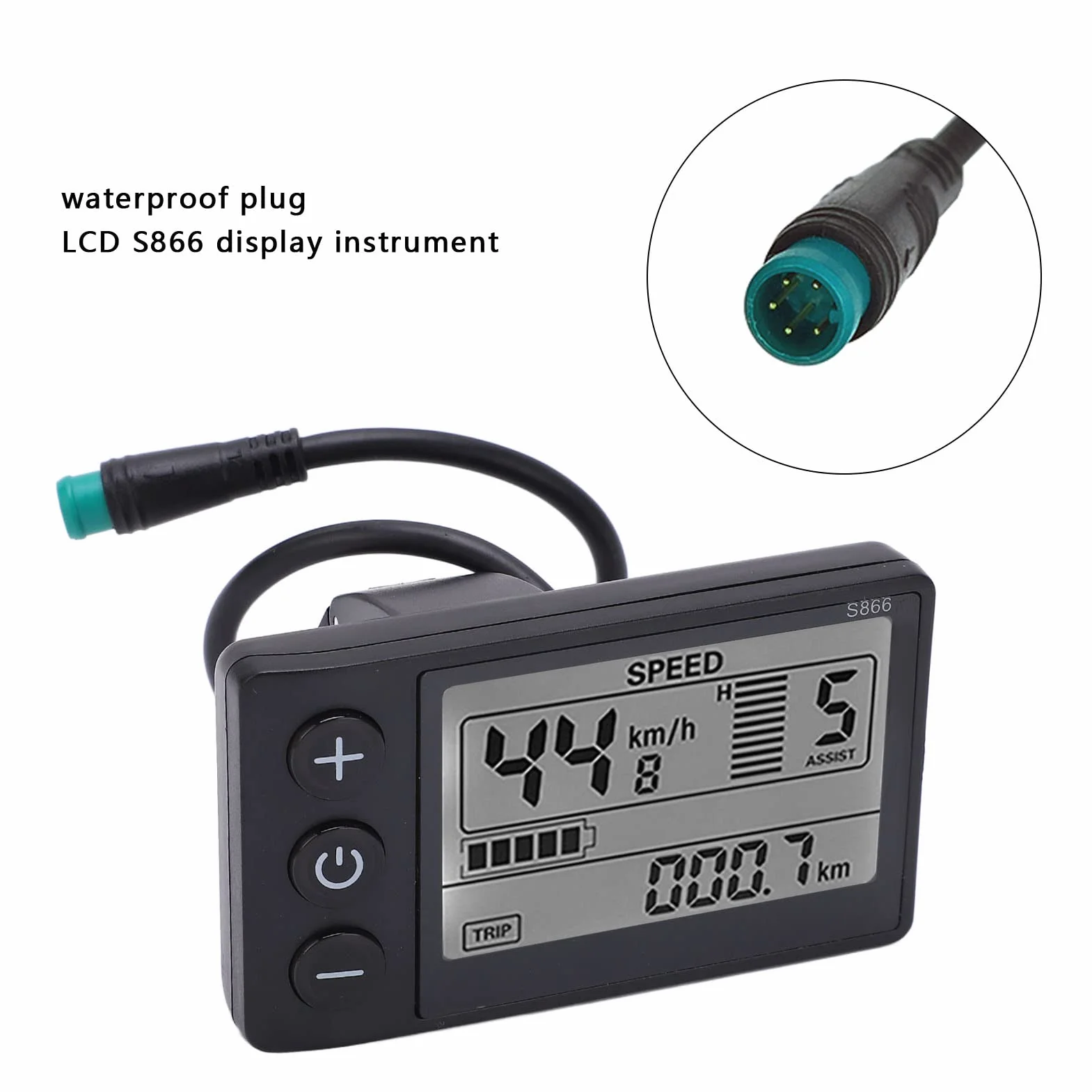Cuifati Medidor de Pantalla LCD Eléctrico con Luz de Fondo, Velocímetro de Bicicleta Eléctrica a Prueba de Agua, Medidor de Pantalla Ebike Multifuncional, Ligero, Larga Vida útil