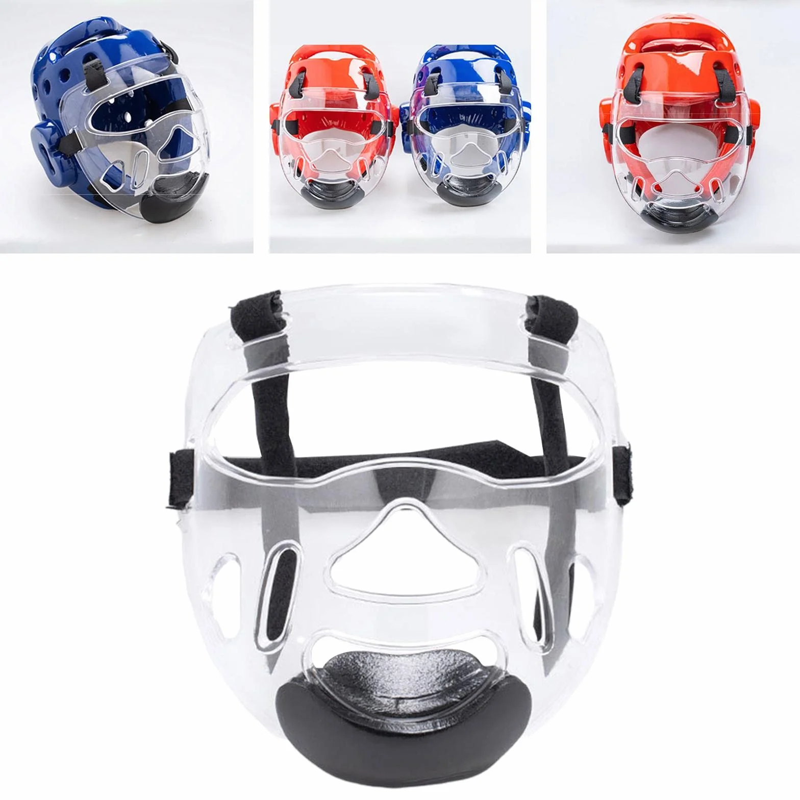 Harilla Máscara Transparente de Taekwondo Protectora Desmontable Engrosamiento Protector Facial Cubierta de Cabeza Cubierta de protección Facial Engranaje de