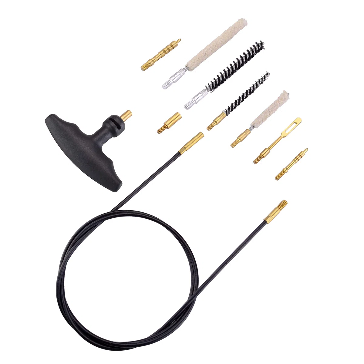 BOOSTEADY Kit de Limpieza para Rifles de Aire con Cepillos de Nylon y Mopa de Algodón Cable Flexible en Bolsa con Cremallera para .177 y .22 Cal.