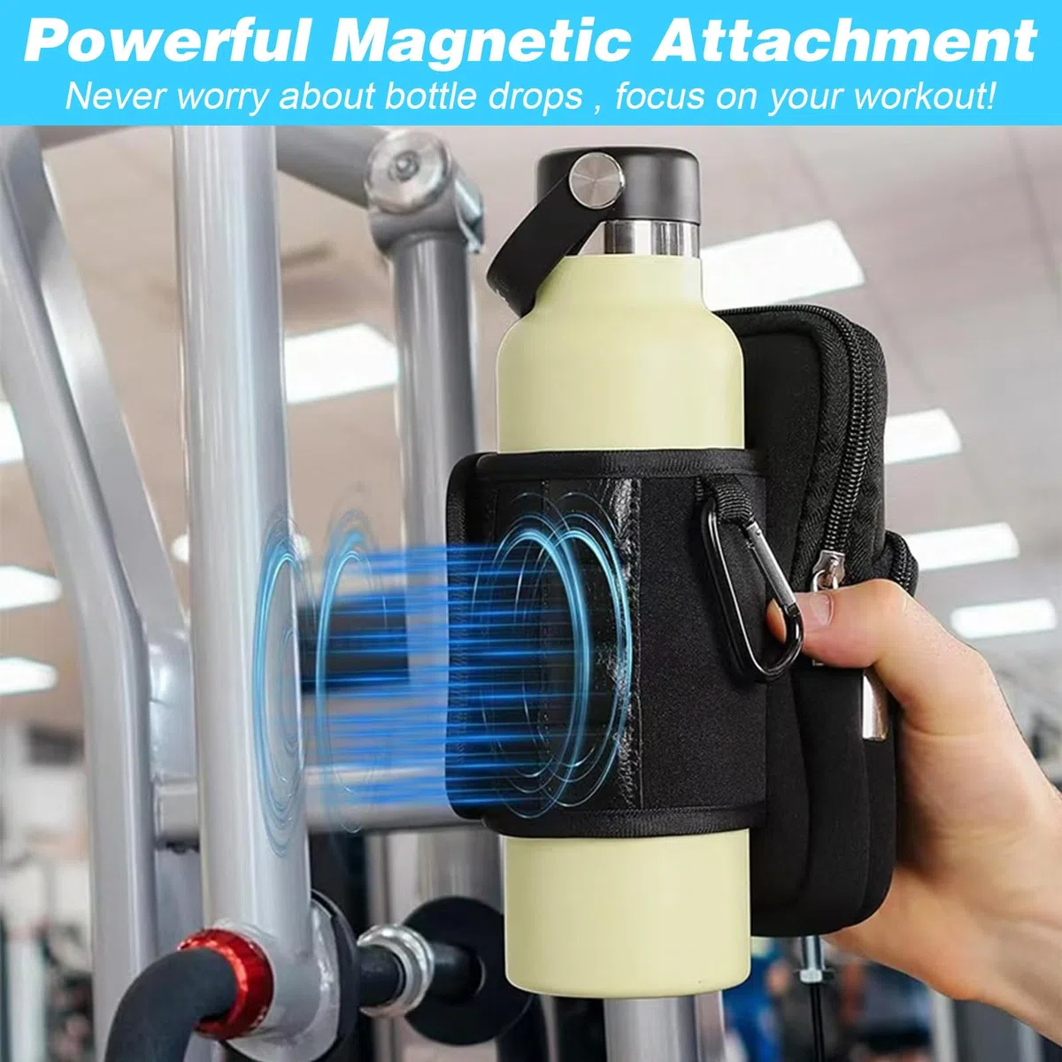Bolsa magnética para gimnasio, bolsa deportiva para el gimnasio, bolso bandolera para hombre y mujer, soporte móvil para botellas de agua de 1 y 1,5 litros, ideal para viajes y trabajo