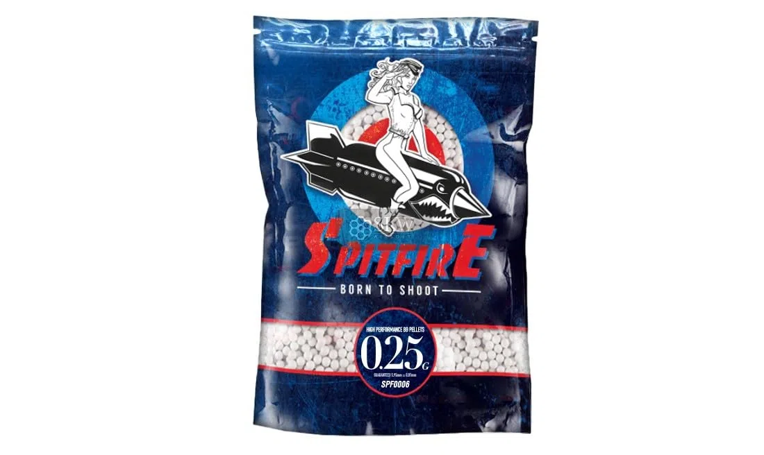 Spitfire Bolas de Airsoft, 0,25g, 4000 Unidades, 1kg, Blancas, No Biodegradables