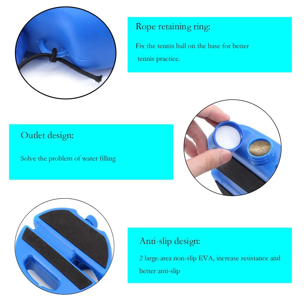 Juego de Entrenamiento de Tenis Con 3 Pelotas, Base y Pelota de Práctica Con Cuerda - Herramienta de Entrenamiento Para Adultos y Niños Principiantes
