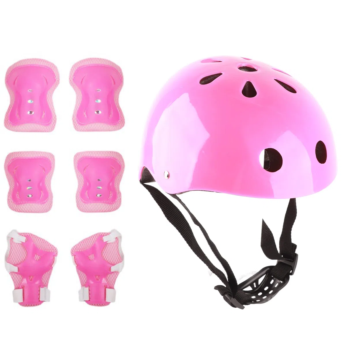 Dilwe Dilwe Juego de Casco y Almohadillas para Niños, Equipo de Protección para Niños y Niñas con Rodilleras, Coderas, Muñequeras, Cómodo Ajustable para Andar en Bicicleta Patinar (Pink)