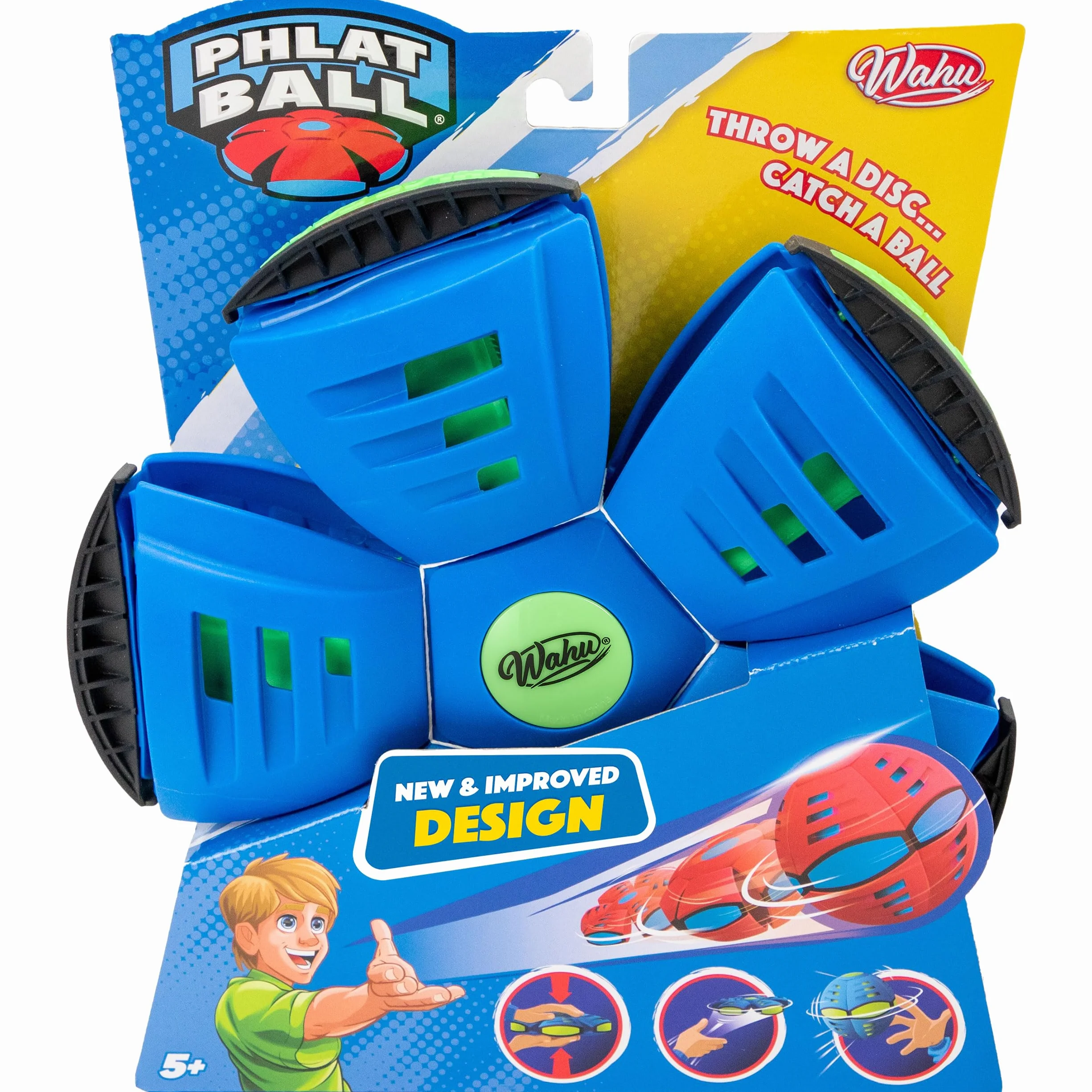Wahu PHLAT Ball Classic Frisbee Transformable en Balón Juguete Exterior Niños 5+ Años 15,7cm Bola 22,9cm Frisbee 2+ Jugadores