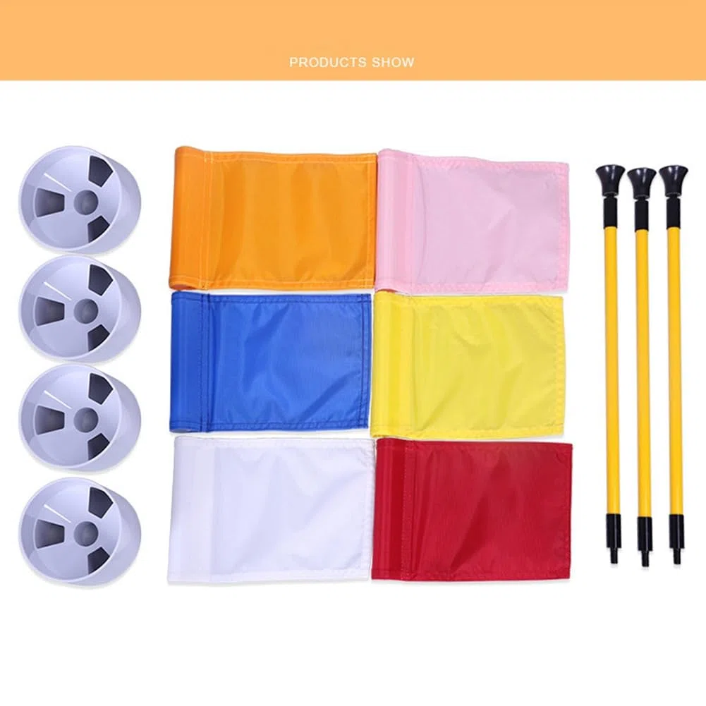 Bandera Verde de Golf, Mástil Desmontable de Dos Secciones con Copa y Orificio de Objetivo, Fácil de Transportar