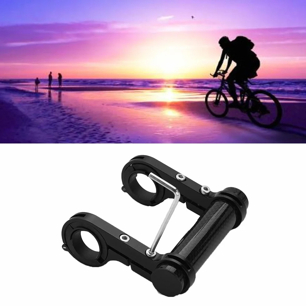 VIFER Extensor de Manillar de Bicicleta, Soporte de Manillar de 10 cm Bici Soporte de Extensión Doble Soporte para GPS Teléfono Velocímetro Luz, Negro