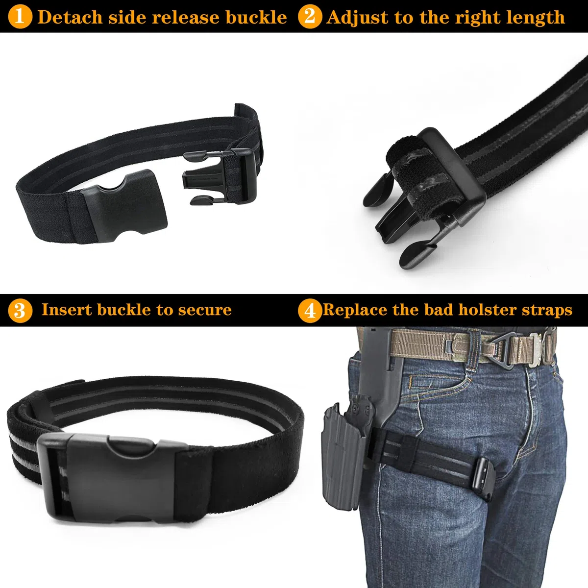 Correa para Muslos de Funda, bucles tácticos Antideslizantes para Las piernas al Aire Libre para EDC con Hebilla Lateral de liberación rápida para Caza y Tiro, Tela elástica de Nylon Unisex