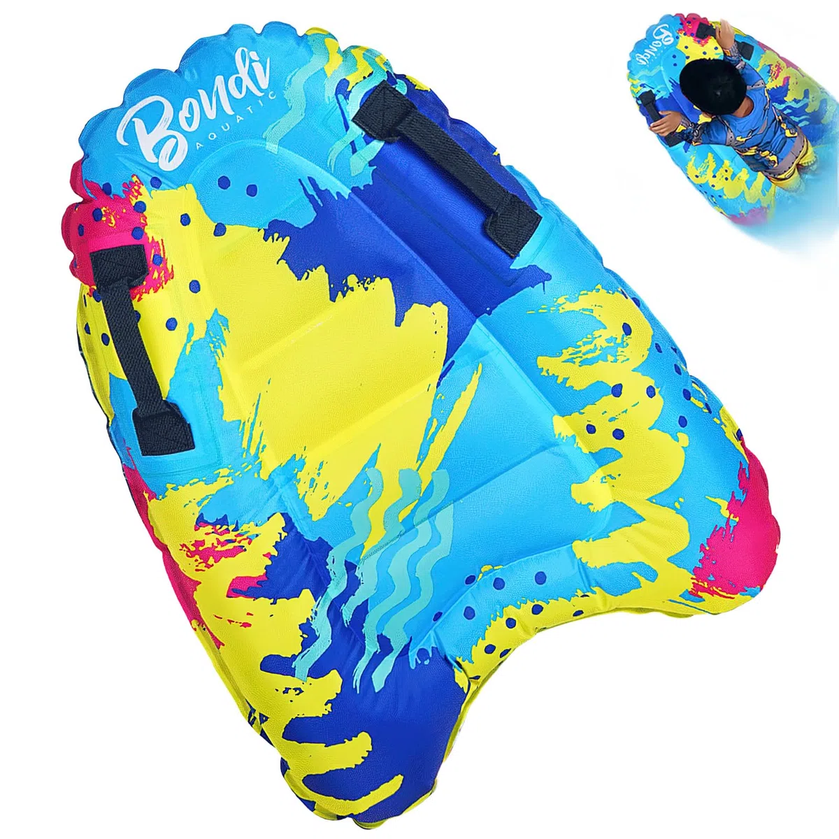 Tabla Surf Niño Hinchable, Hillylolly 75 * 54.5 CM Tabla de Bodyboard Niño, Piscina con Tobogán Hinchable Piscina, Colchoneta, Adecuado para Adultos y Niños de 6 Años