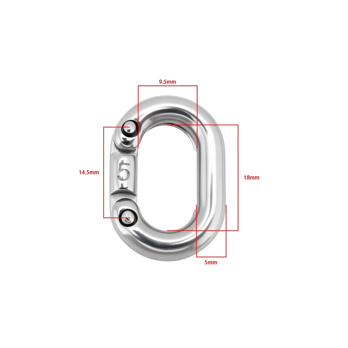 5 eslabones de cadena de conexión dividida de acero inoxidable 316 de 5 mm, conector de eslabones de cadena resistente, conexión dividida en C para conexión de cadena, grado marino