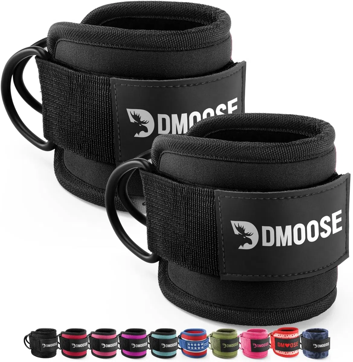 DMoose Fitness Tobilleras Poleas Gym - Talla Única Con Puños Acolchados De Primera Calidad - Accesorios Gym Mujer Ejercicios De Glúteos - Correa Para El Tobillo Para Hacer Botín Ejercicio