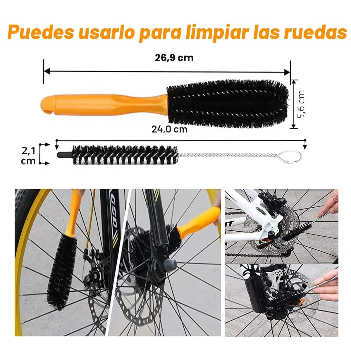 Kit de herramientas de limpieza, incluye depurador de cadena de bicicleta, 10 piezas