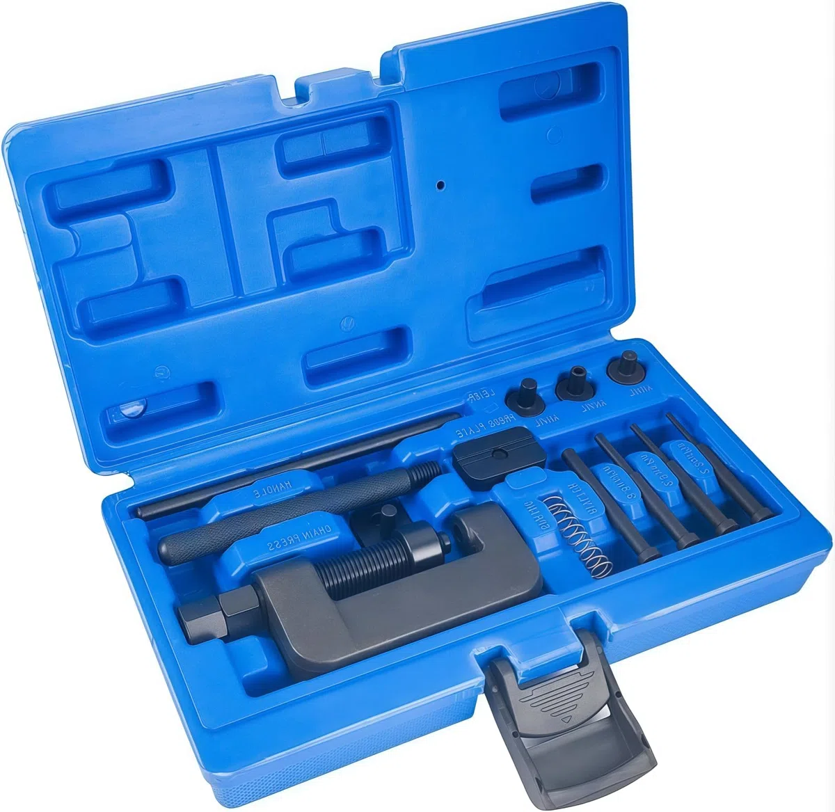 13 Piezas Kit Herramientas Cadena Bicicleta Moto, Remachadora Cadena Moto y Tronchacadenas Moto Kit de Reparación - Juego de Accesorios Completo para Mantenimiento con Estuche de Transporte