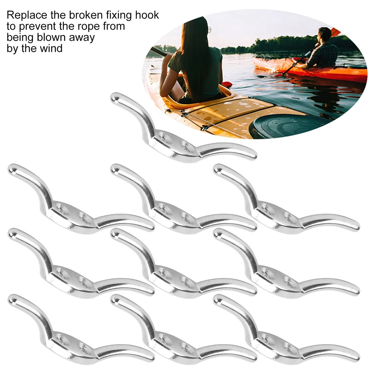 Tbest Gancho de Cornamusa de Cuerda de Acero Inoxidable de 2 Pulgadas para Toldo de Asta de Bandera de Barco, Resistente Al óxido, Grado Marino 304 con Tornillos de Montaje