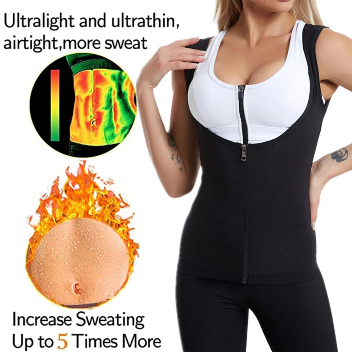Chaleco Neopreno Sauna para Hombres y Mujeres Trajes Sauna Compresion Adelgazantes Adelgazante Sudoración Deporte Shapewear Camiseta Sauna para Deporte Fitness, Sauna, Sudar Rapido