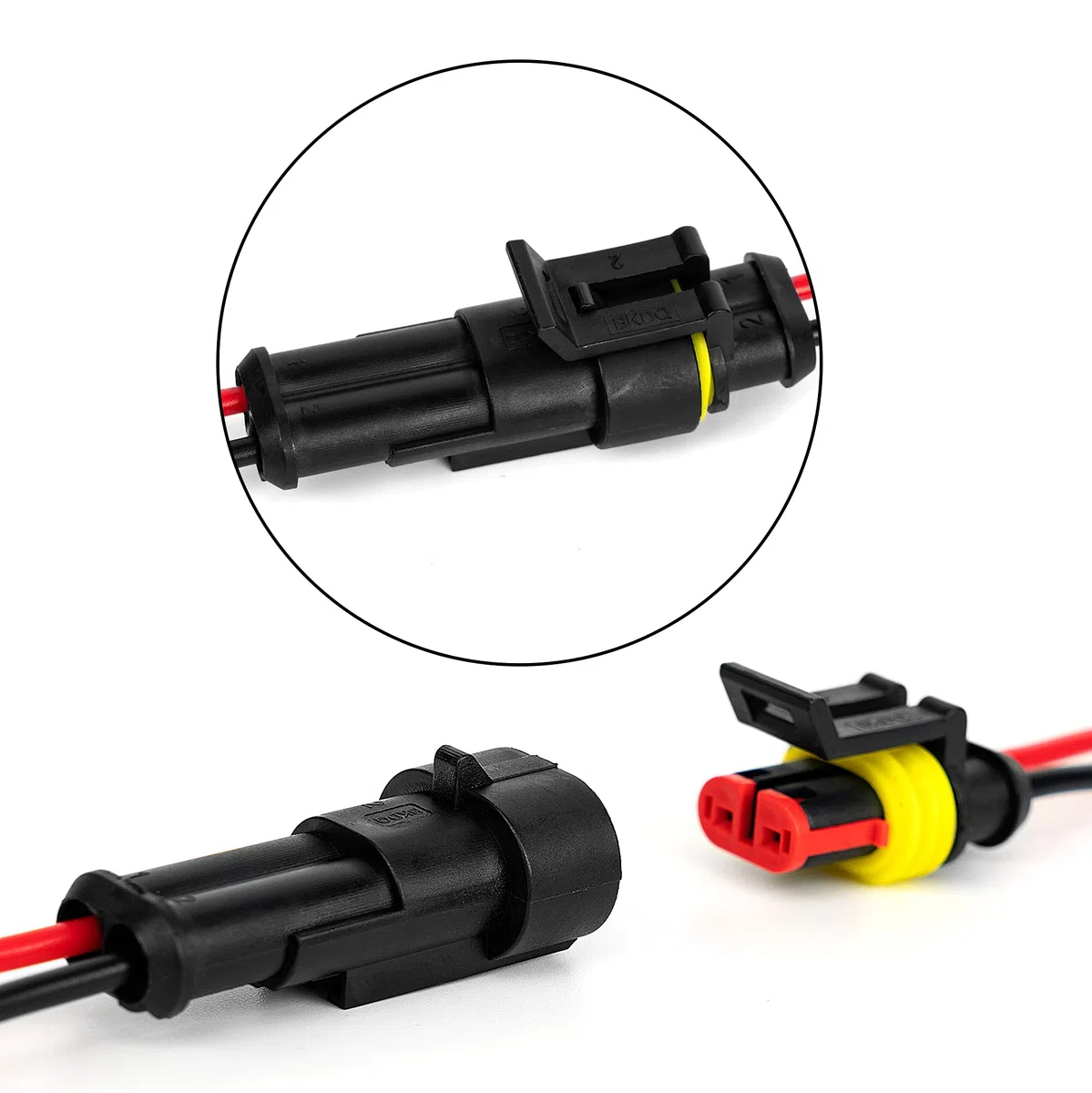 Conector eléctrico impermeable de 2 pines para coche, 16 AWG, con cable AWG marino, paquete de 5