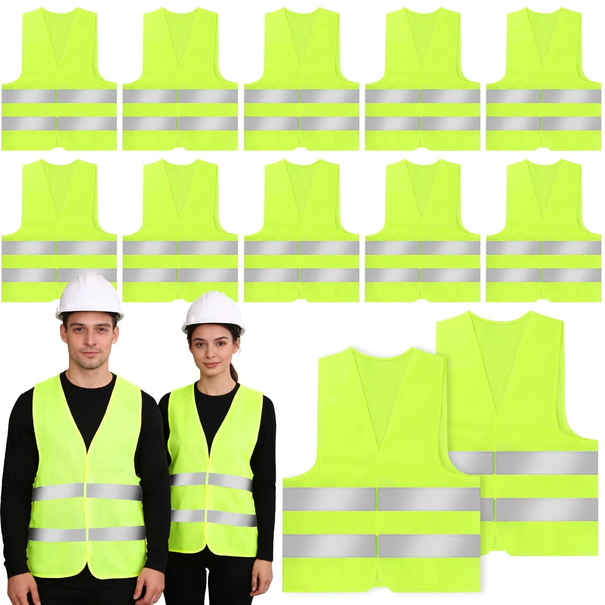12 Chaleco Reflectante, Chalecos Reflectantes, Chaleco Reflectante Homologado, Limpiadores, Trabajadores, Unisex