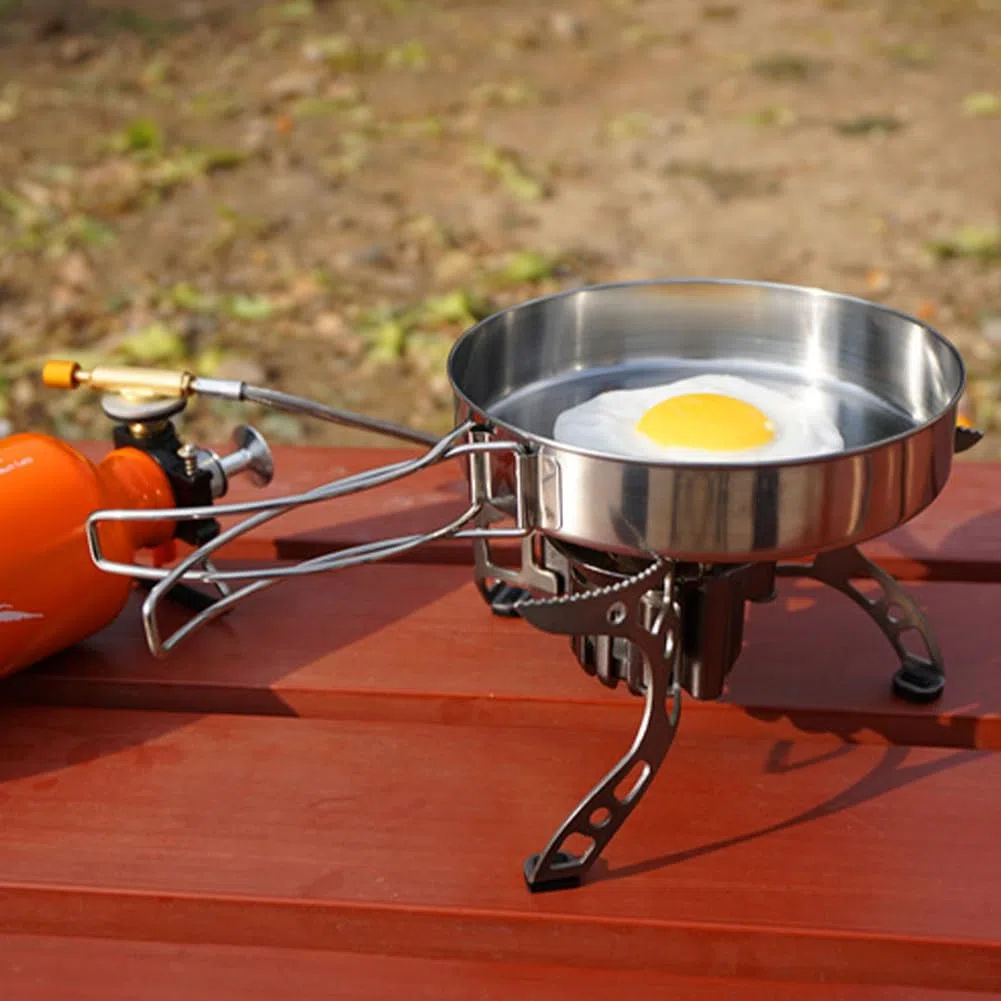Sartén de camping, plato de 15 cm con mango plegable, sartén ultraligera para camping, picnic, utensilios de cocina portátiles y duraderos, sartén de camping al aire libre para cocinar filete de huevo