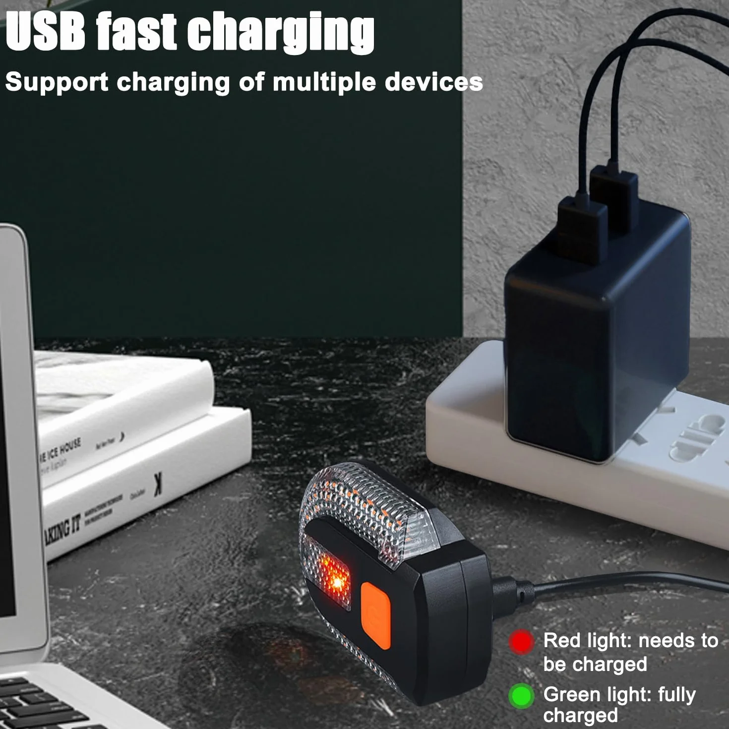 Luz LED de Control Remoto Señal de Giro, Luz Trasera para Bicicleta con señal de Giro, Luz Trasera LED de Bici-cleta Recargable por USB, Lu-z Tra-Sera de Bicicleta con Intermitentes, Impermeable