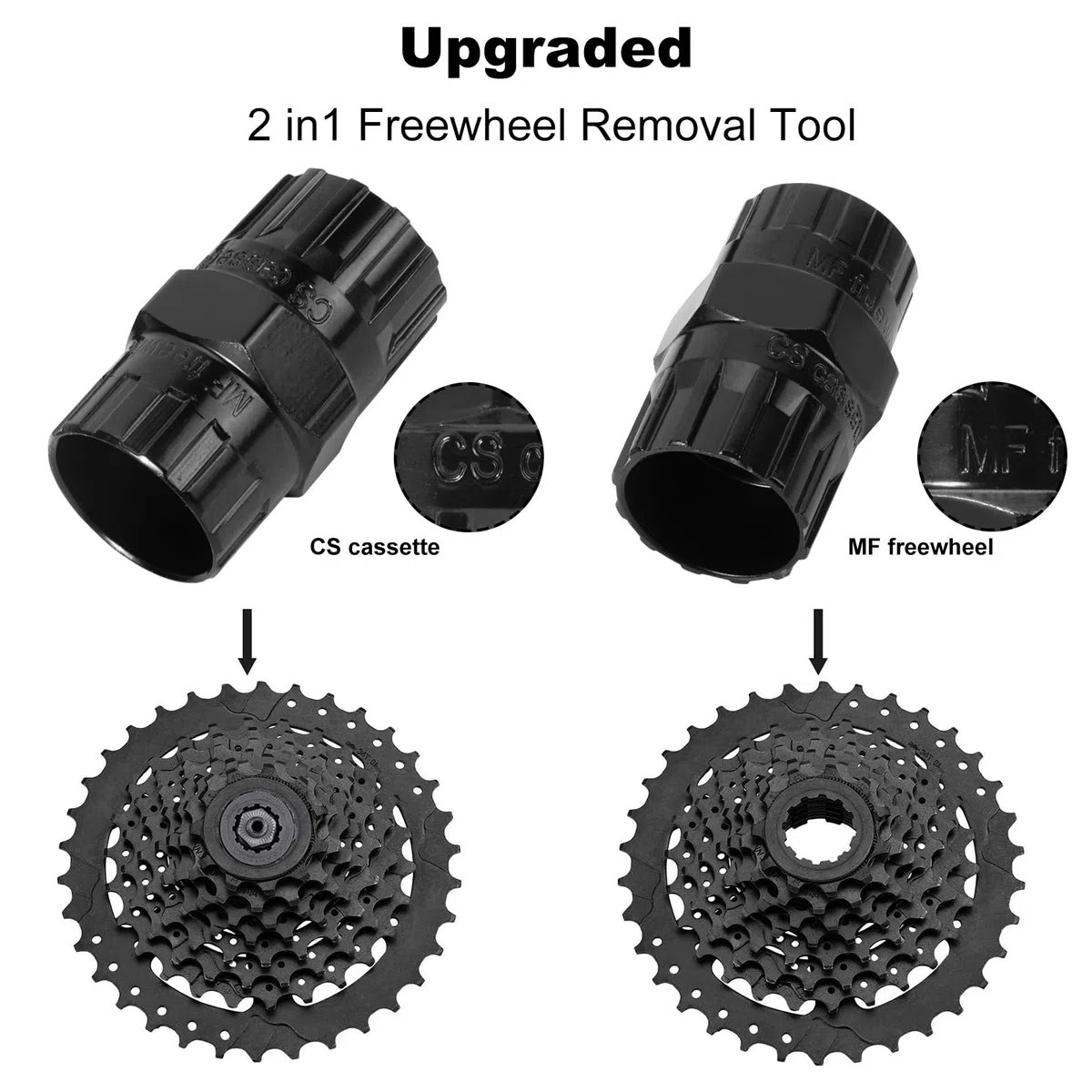 Oumers Herramienta de Eliminación de Cassette de Bicicleta, Látigo de Cadena de Bicicleta + Llave de Pedal + Herramienta para Removedor de Rueda Libre 2 en 1, Removedor de Piñón de Llave