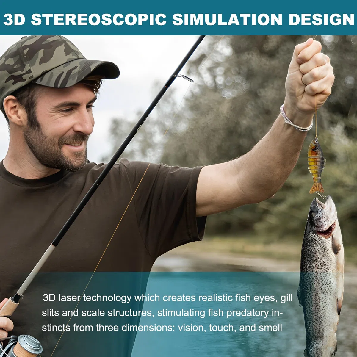4pcs Señuelos Pesca para Agua Dulce y Salada, Señuelos de Pesca Multiarticulados, Lifelike Swimbait para la Trucha Bass, Lento hundimiento Bass señuelo de Pesca, la Pesca Familiar Gear