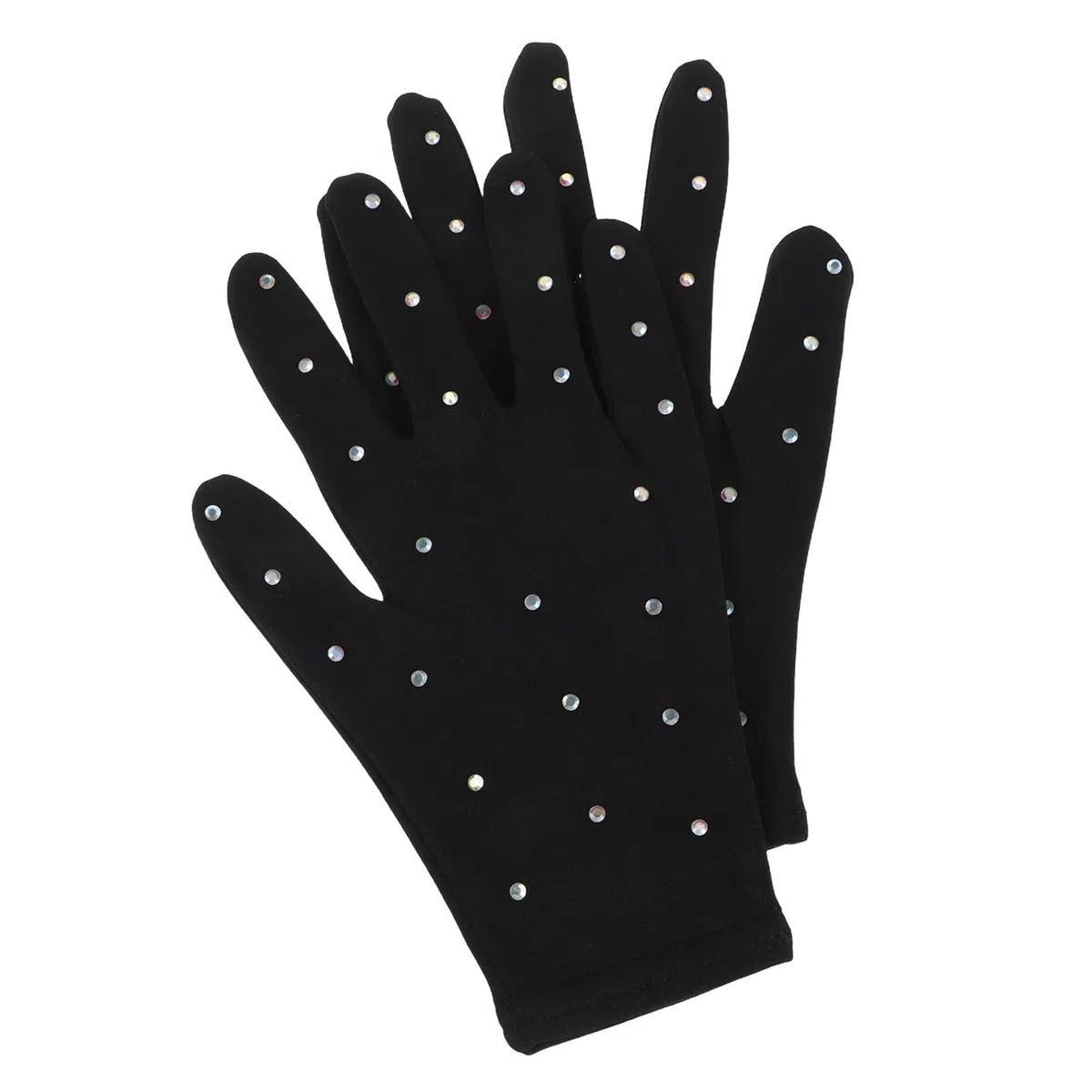 Guantes Antideslizantes y Térmicos para Patinaje sobre Hielo, Decoración de Gemas de Imitación, Talla L, Negro Opaco, Accesorios para Patinaje Artístico Infantil