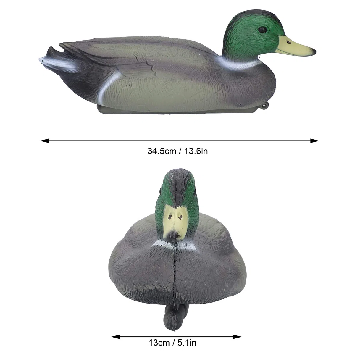 Pato de Plástico, Pato Señuelo Flotante de Simulación Artificial, Detalles Finos, Macho de 34,5x13 Cm para Jardín, Decoración de Piscinas, Uso de Cebo de Caza, con